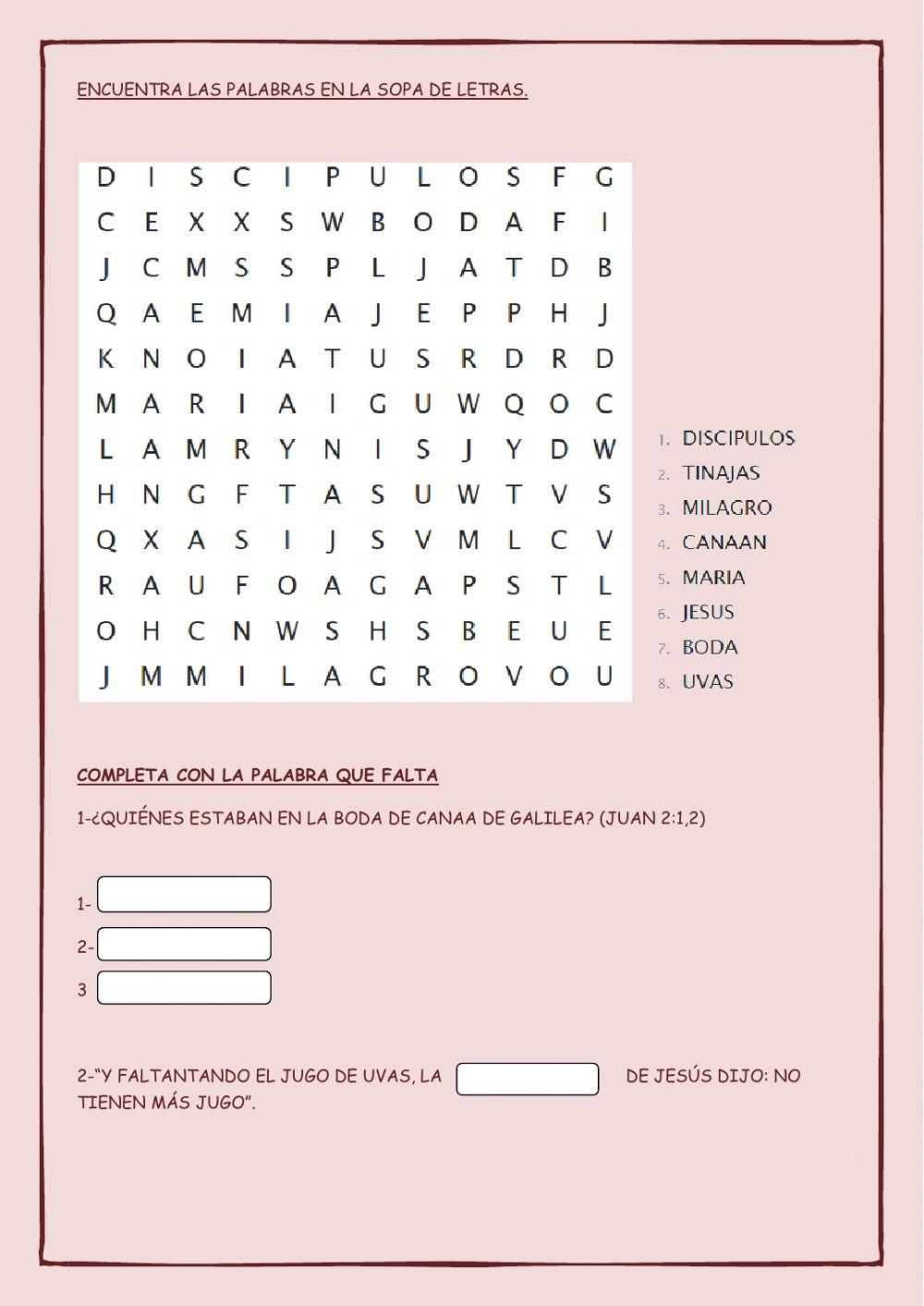 Bodas de Canaán Primer Ciclo