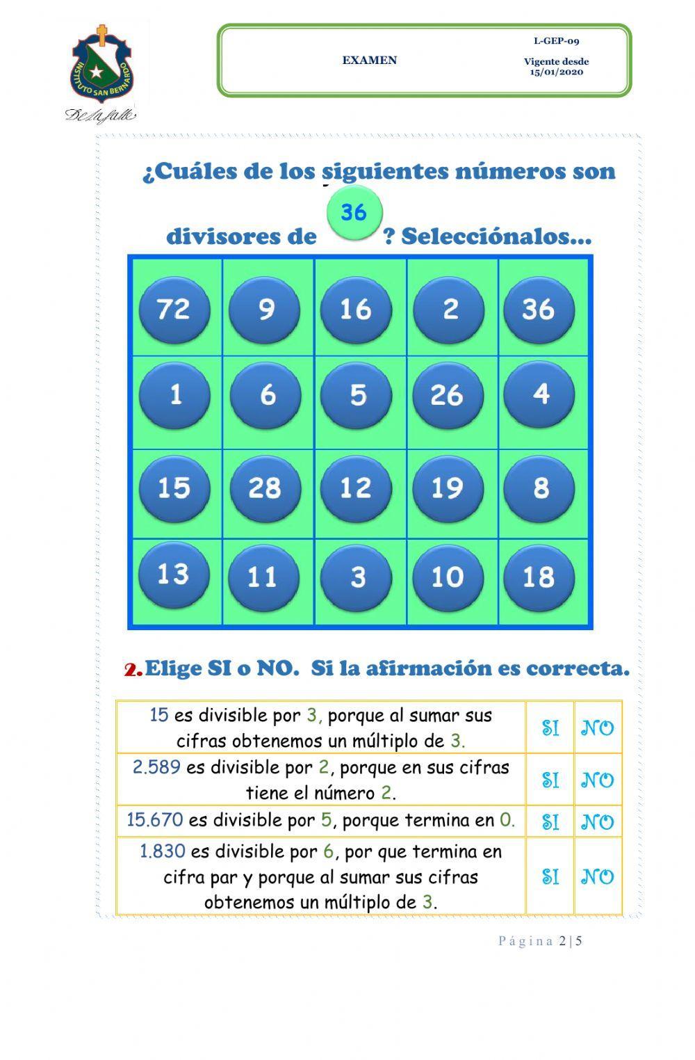 División por dos cifras, múltiplos y divisores.