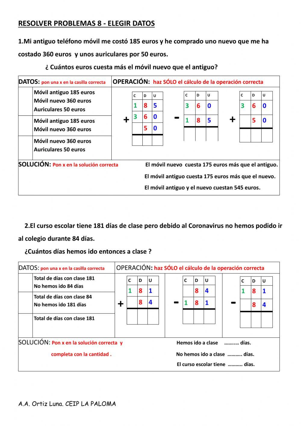 Problemas elegir datos