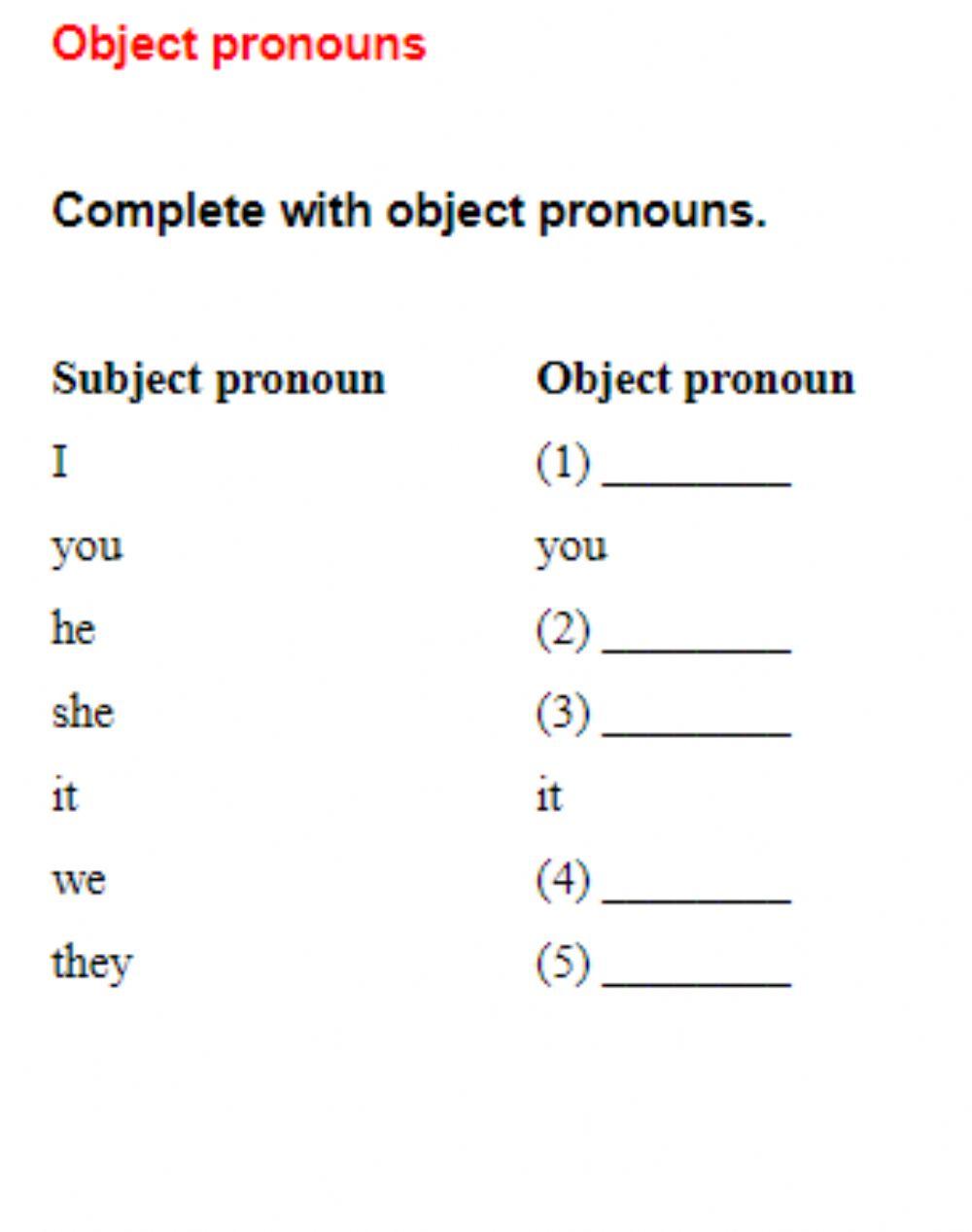 Object pronouns