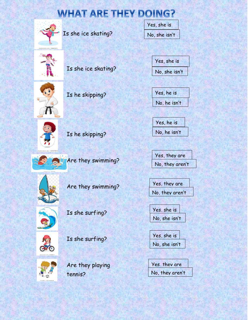 Short questions present continuous