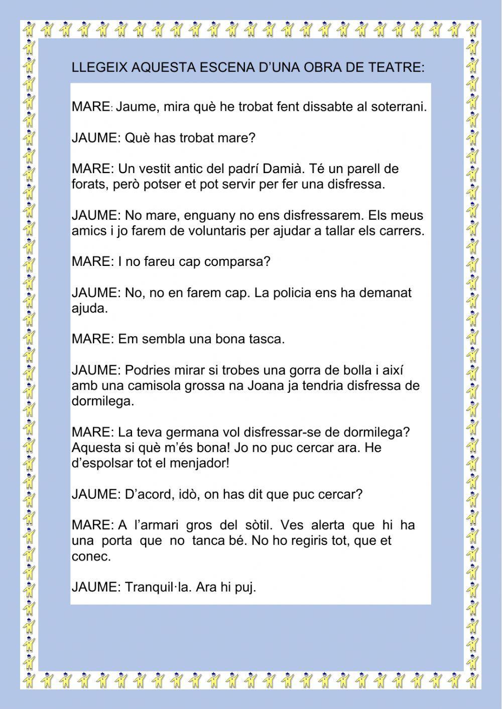 El teatre: comprensió lectora