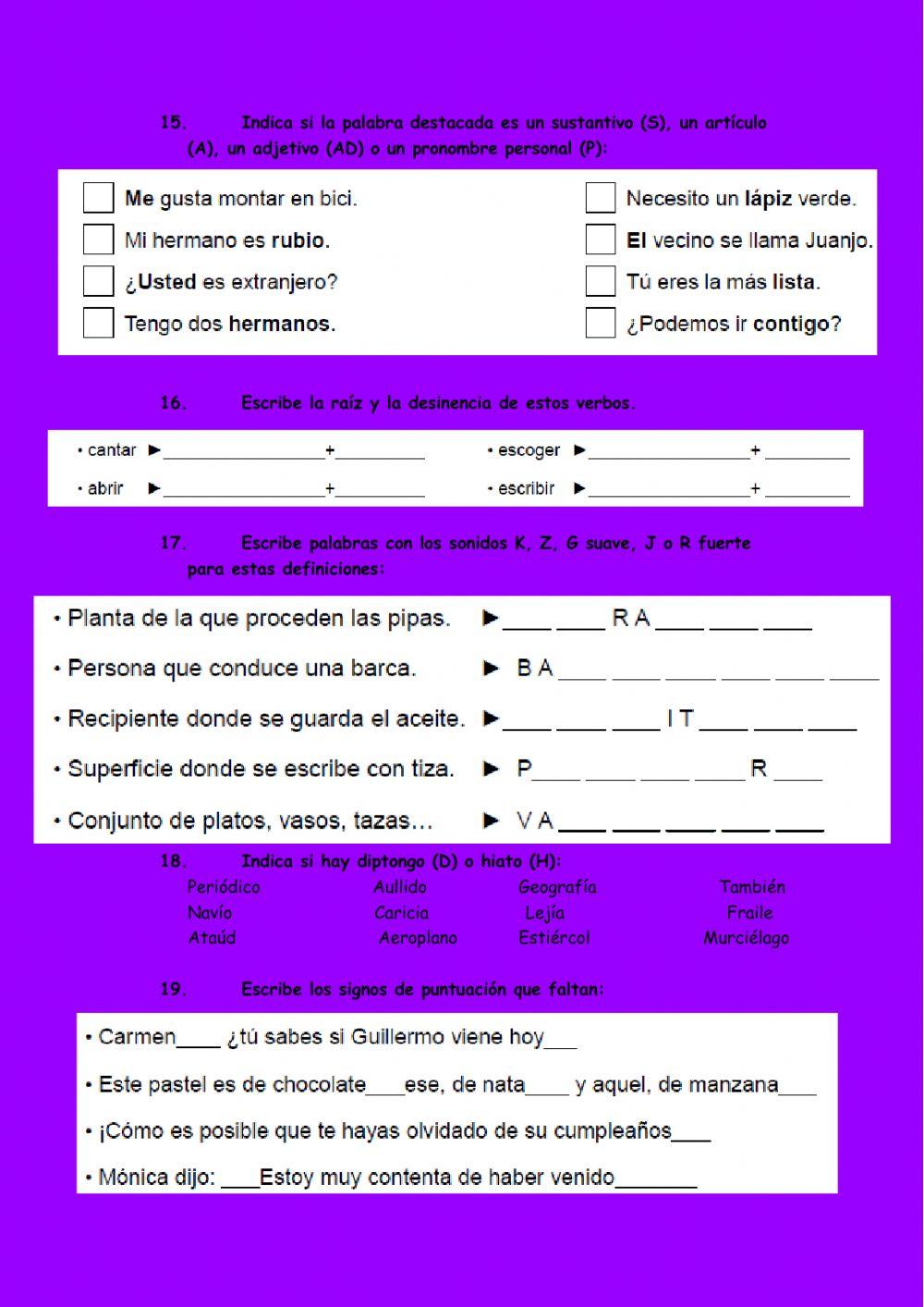 Repaso lengua 5º