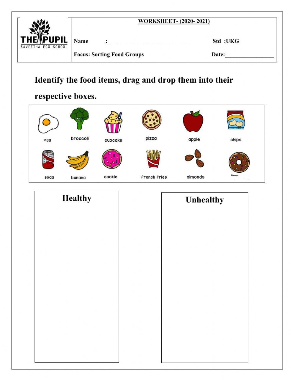 Food Groups Worksheet