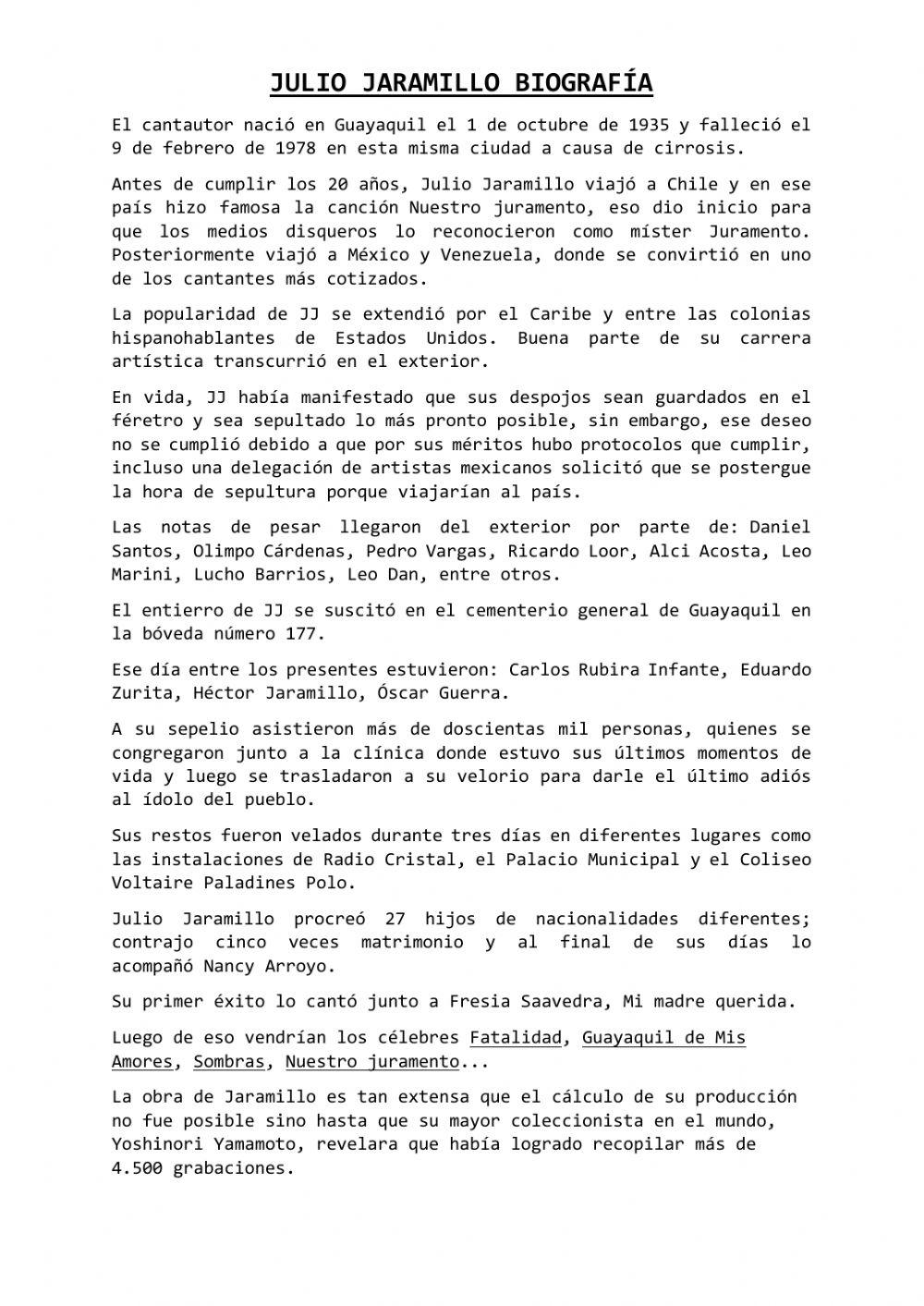 Biografia de Julio Jaramillo