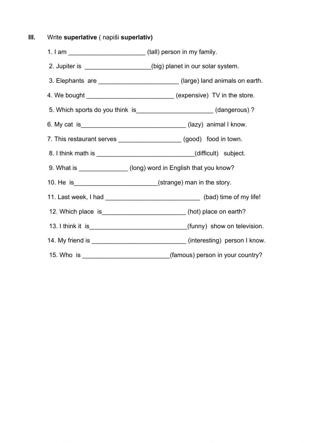 Adjectives and adverbs exercise