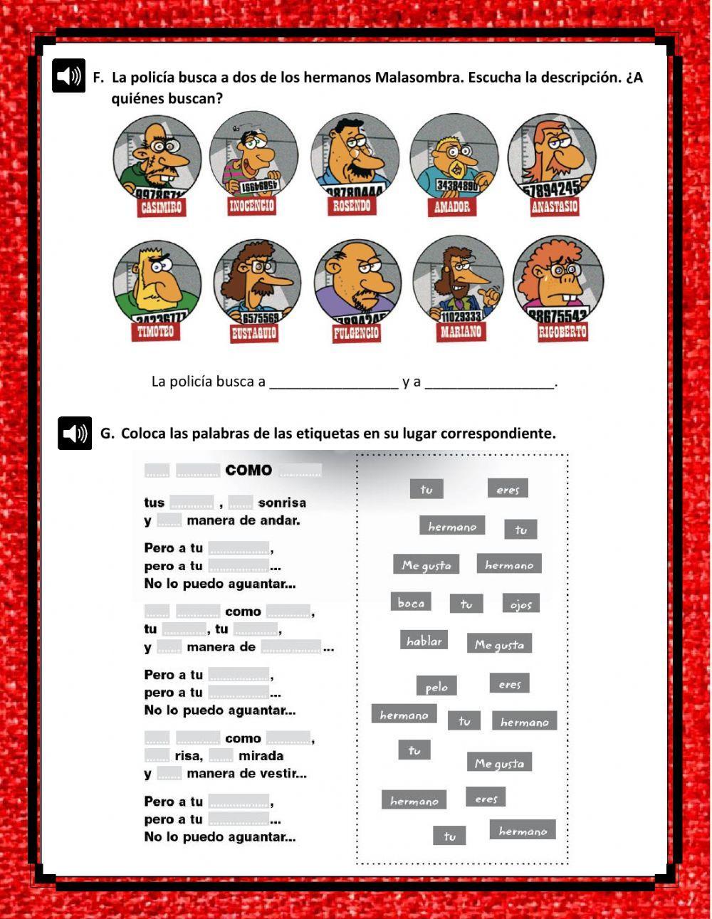 Comprensión auditiva unidad 5