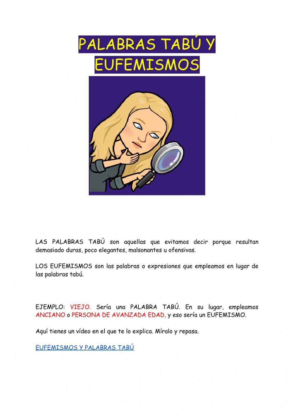 Eufemismos y palabras tabú 6º primaria