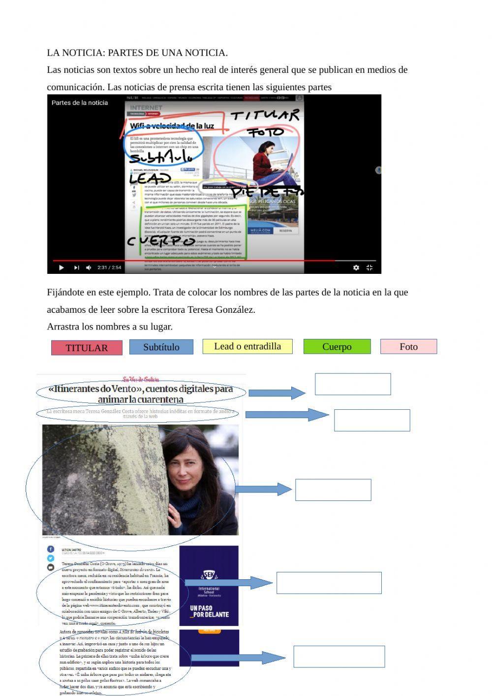 Actividades sobre una noticia de prensa.