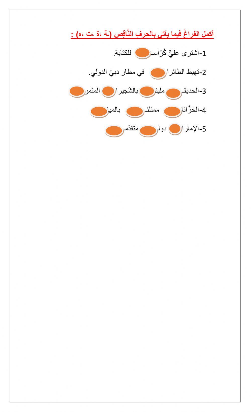 التاء المربوطة والمفتوحة