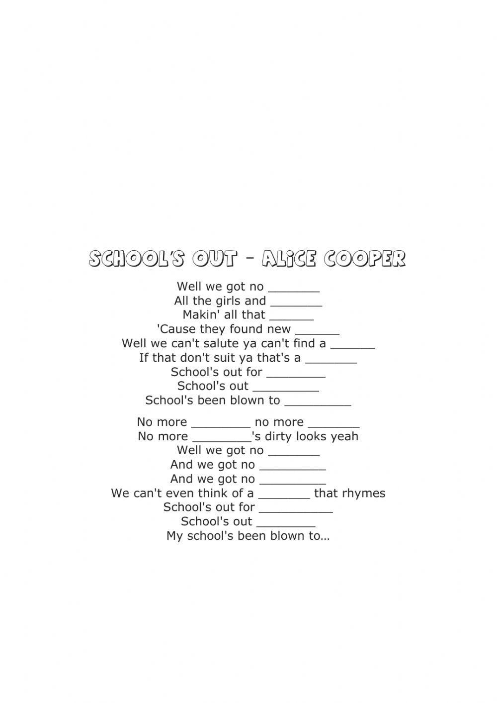 Listening - SCHOOL'S OUT by Alice Cooper