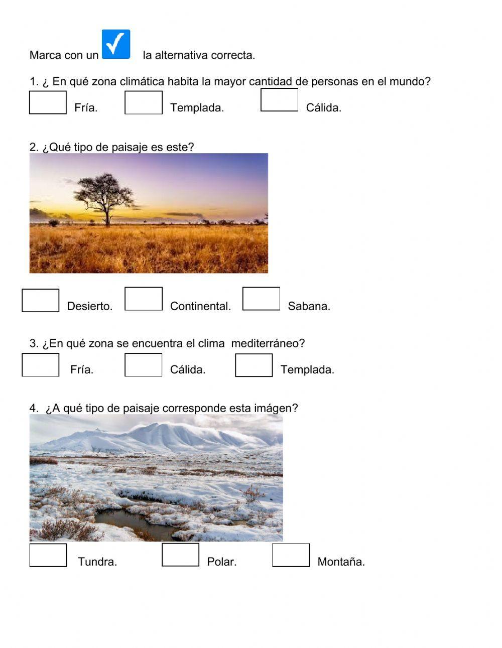 Paisajes de las zonas climáticas