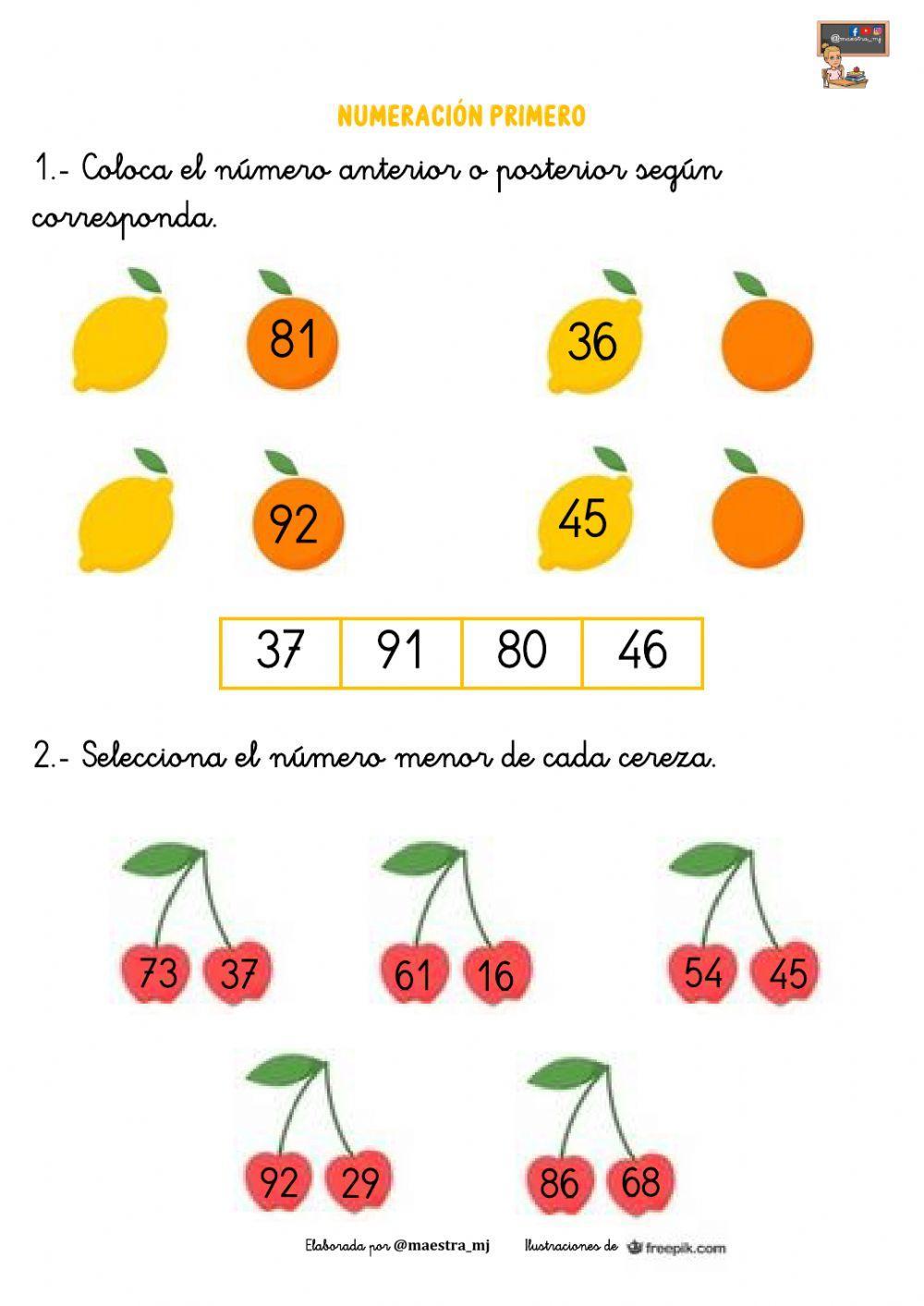 Numeración de primero Numeración de primero