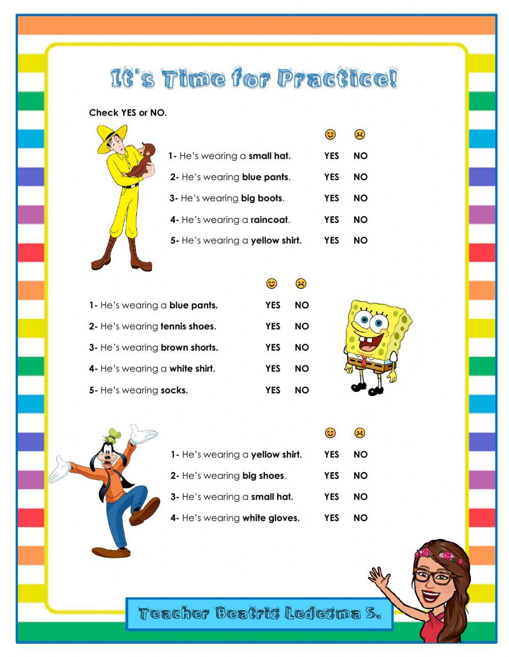 It's Time for Practice: Clothes, Adjectives,and Colors