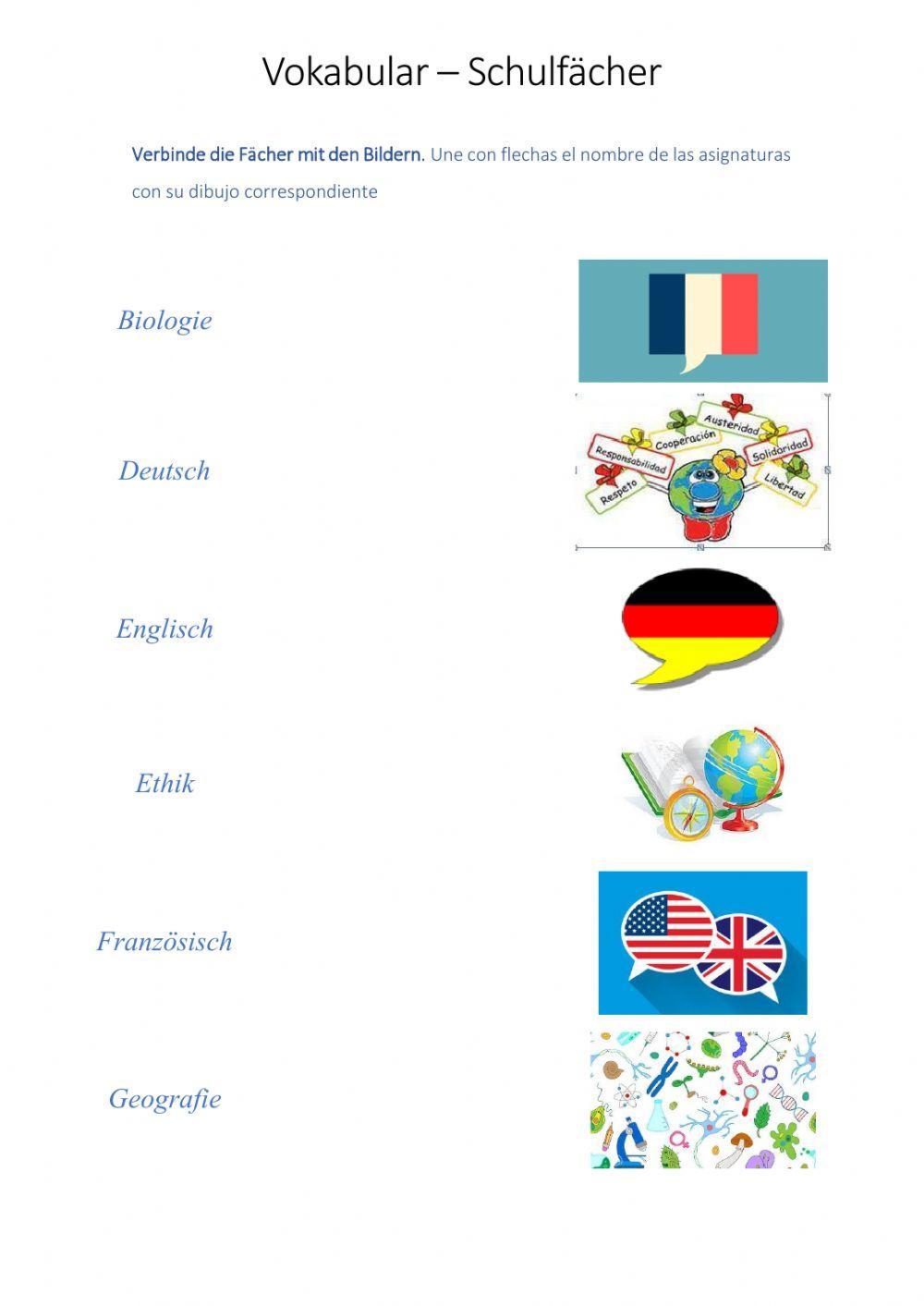 Vokabel - Schulfächer