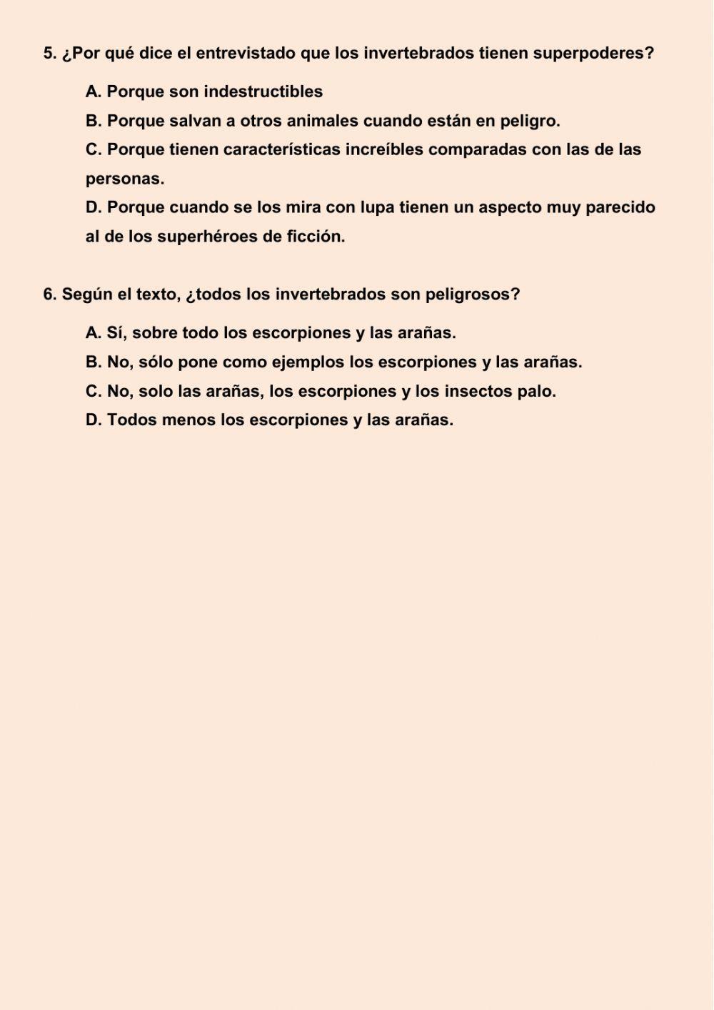 Comprensión oral IV. Menudos bichos.