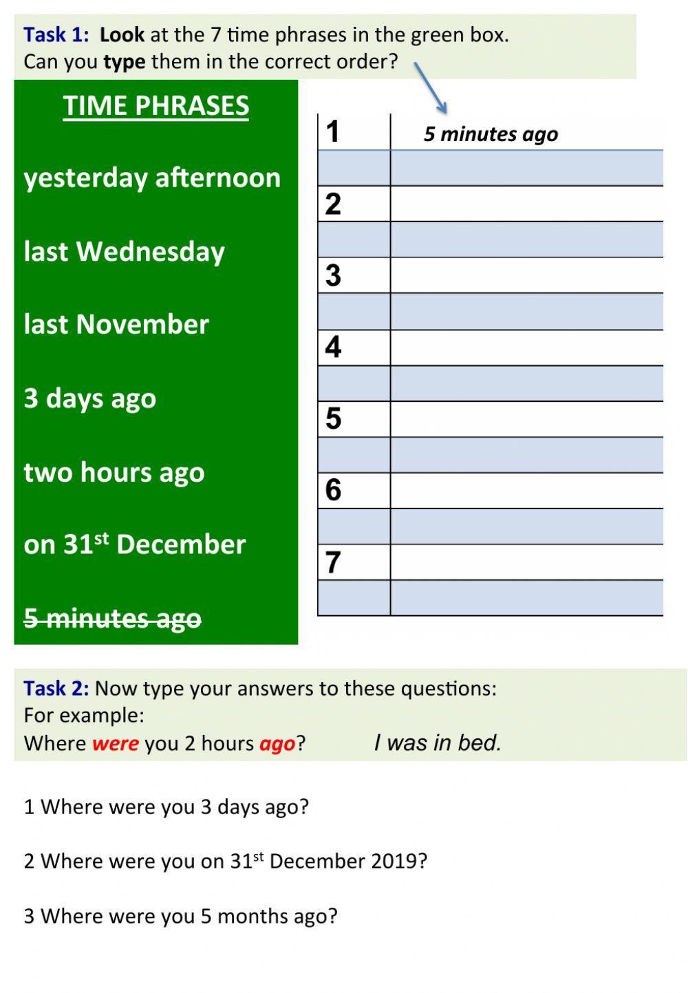 Order the time phrases