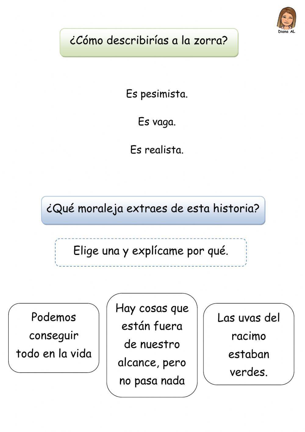 Fábula: la zorra y las uvas