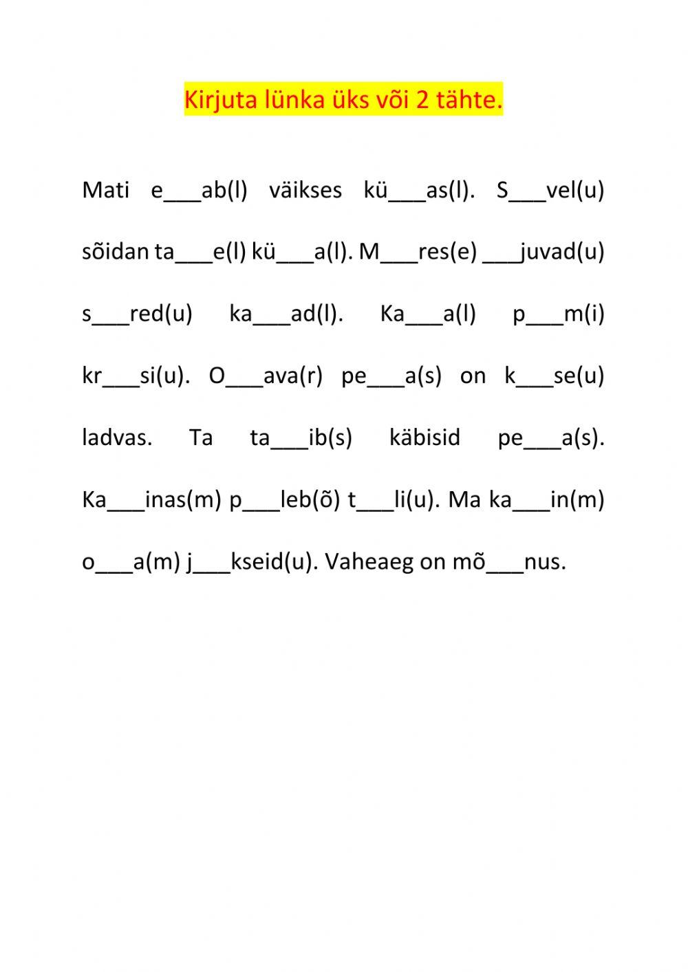 Täishääliku ja suluta kaashääliku pikkus