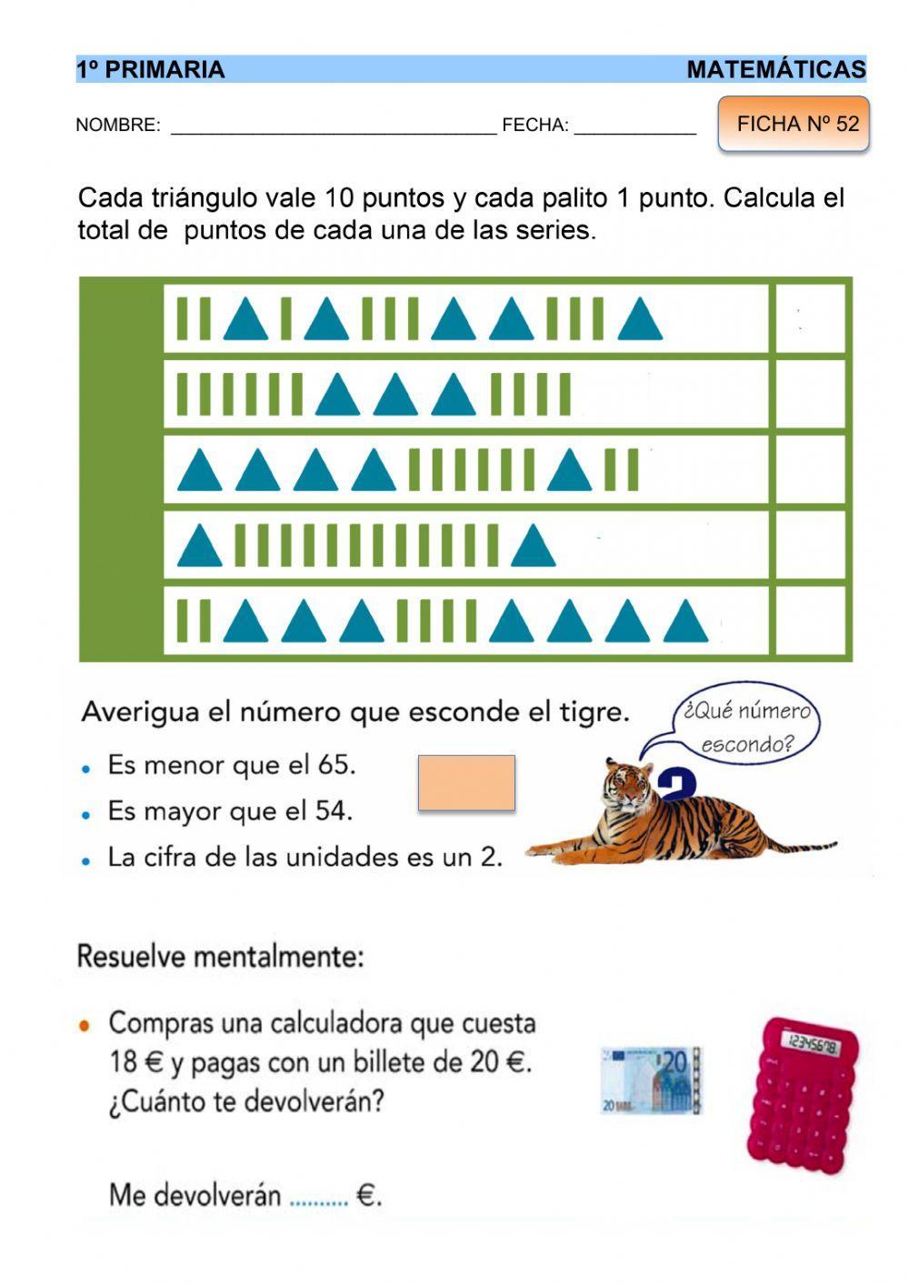 Matemáticas 1º - Ficha 52