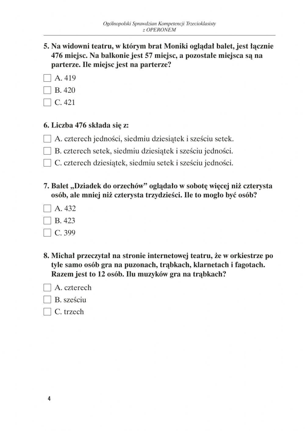 Test matematyka kl.3