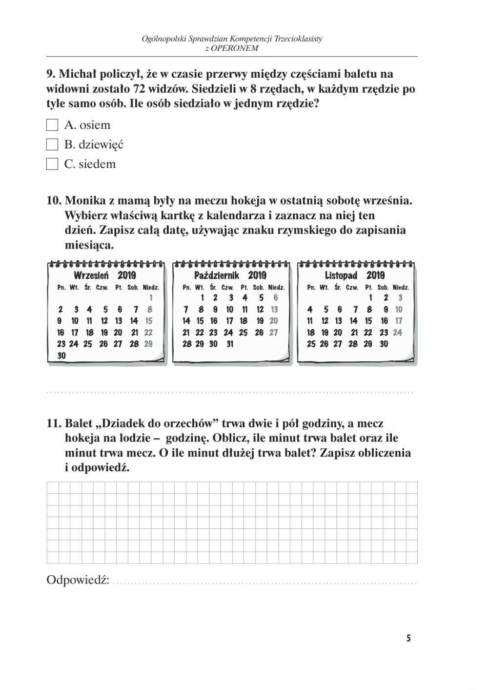 Test matematyka kl.3