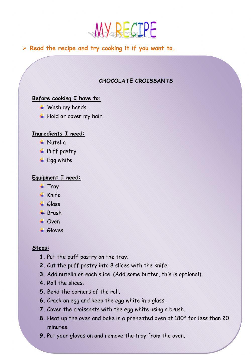 Liveworksheets-My Recipe