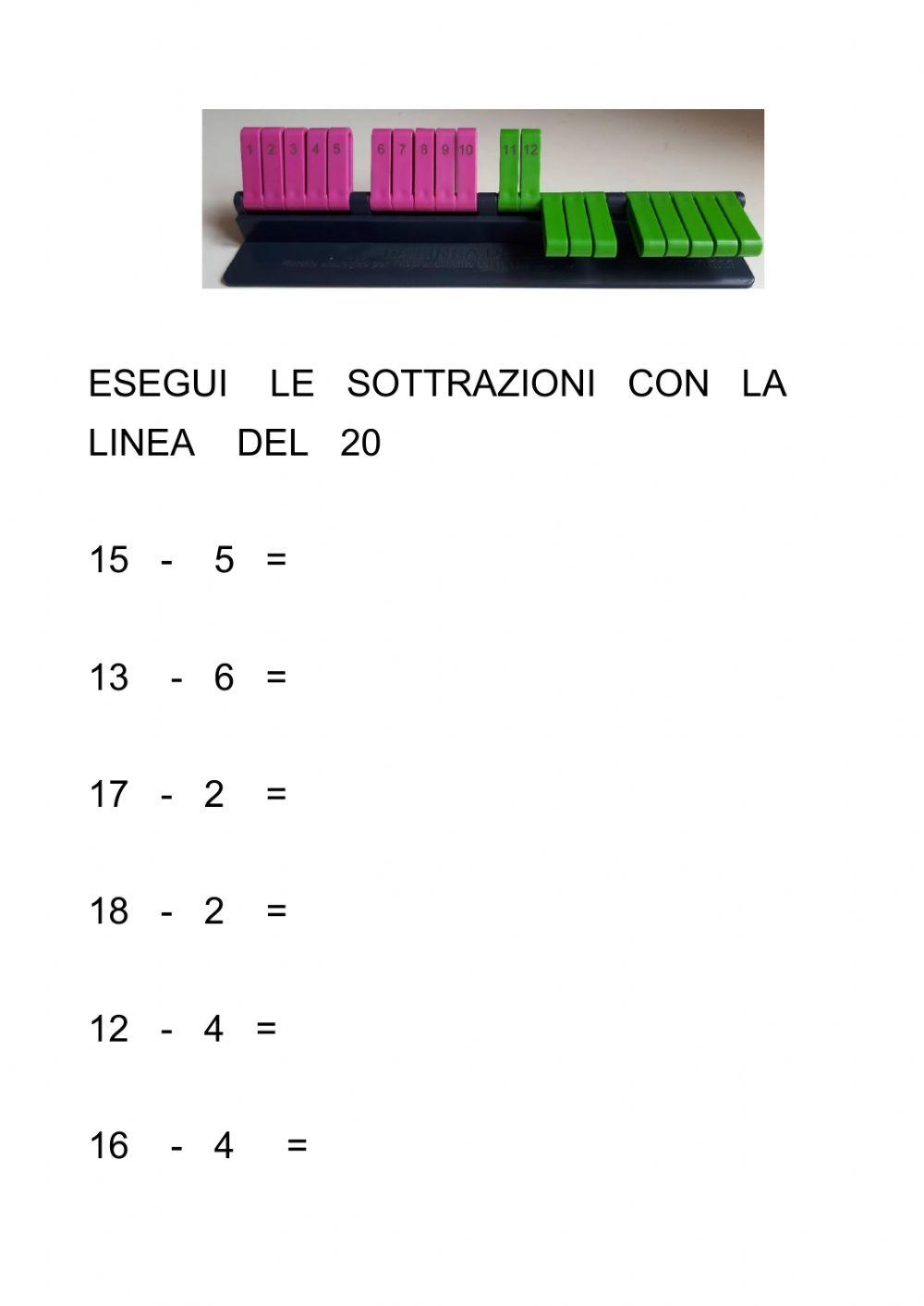 Sottrazioni entro il 20