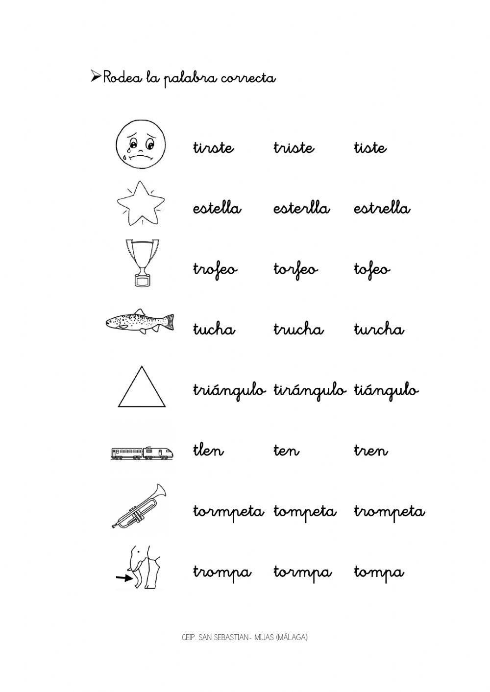 Señala la palabra correcta tr