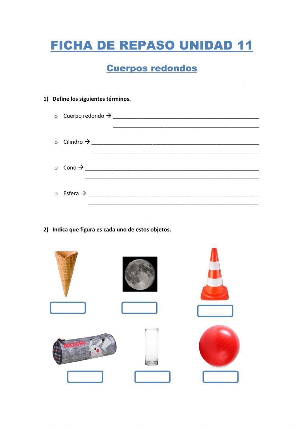 Ficha de repaso Unidad 11. Cuerpos redondos