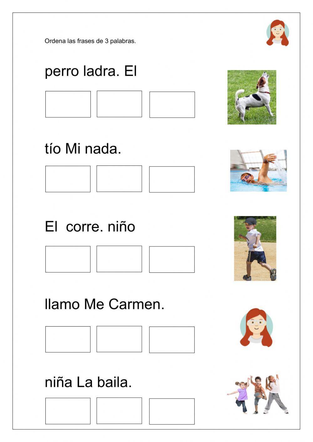 Ordena frases de 3 palabras.