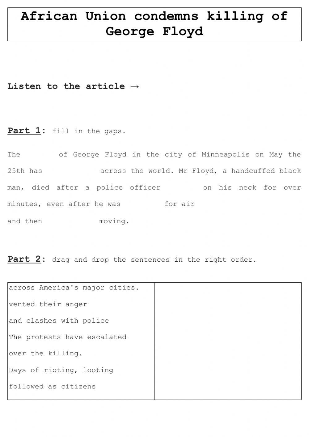 African Union condemns killing of George Floyd