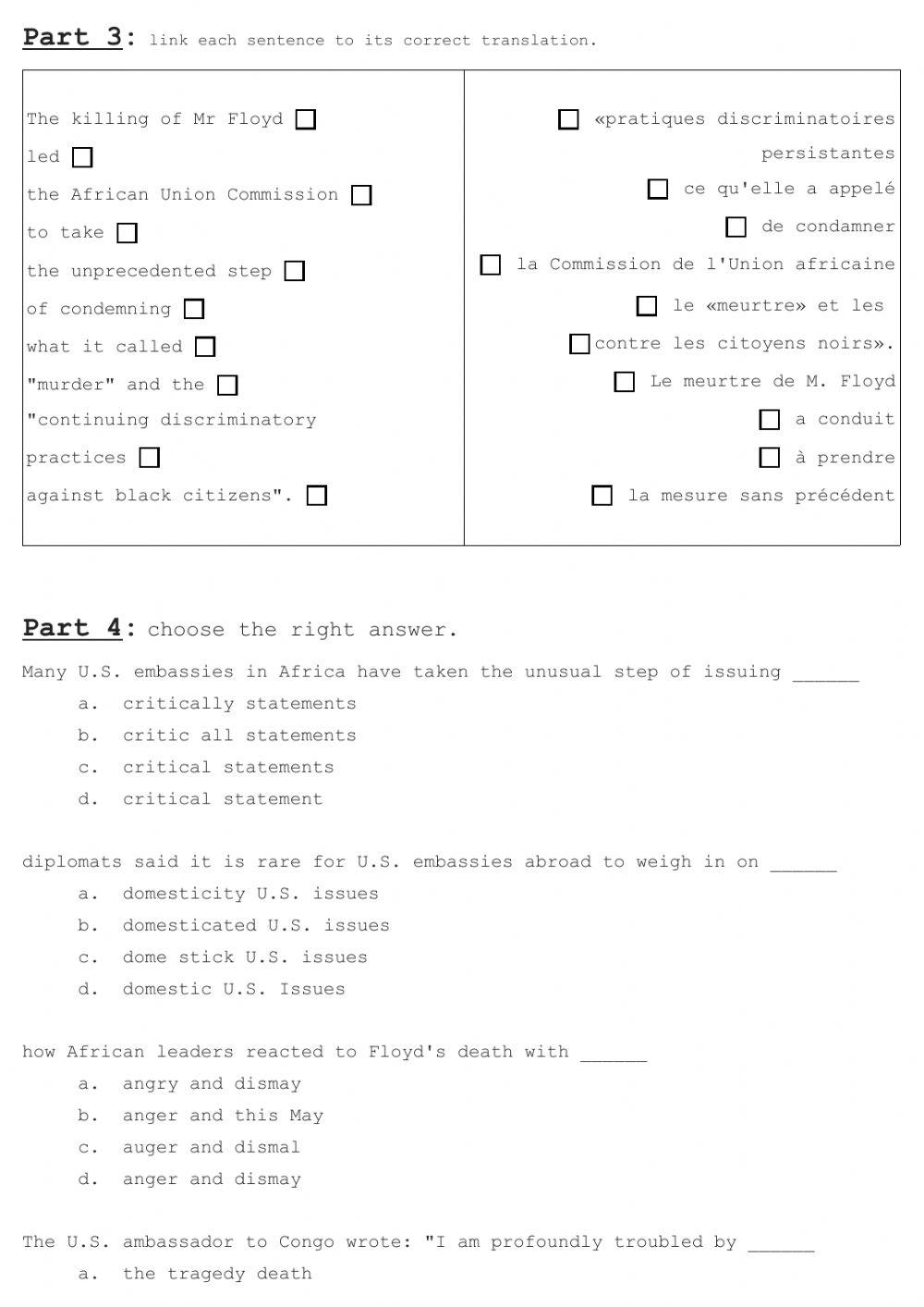 African Union condemns killing of George Floyd