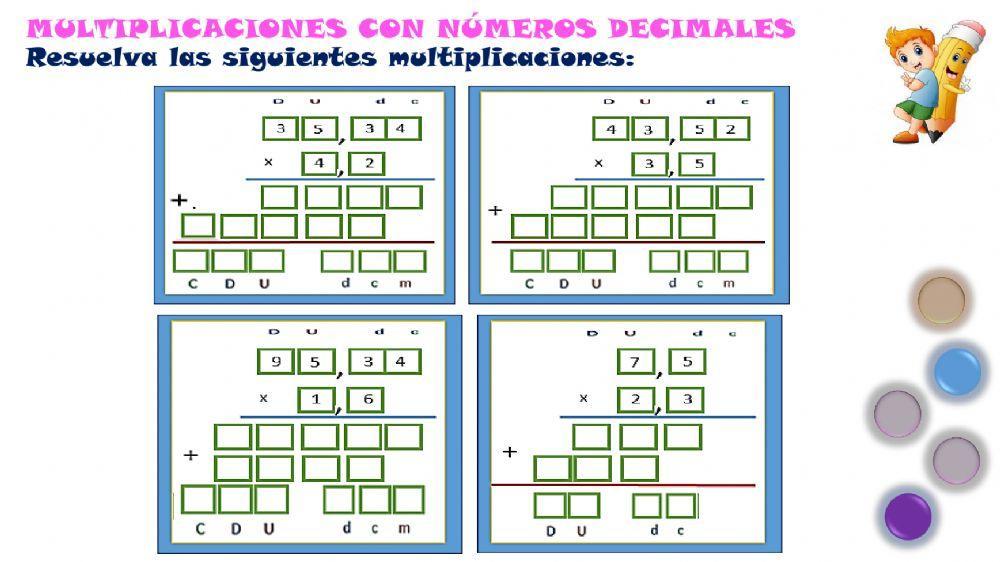 Multiplicación con números decimales
