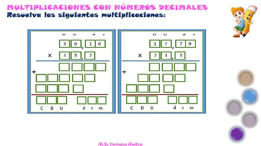 Multiplicación con números decimales