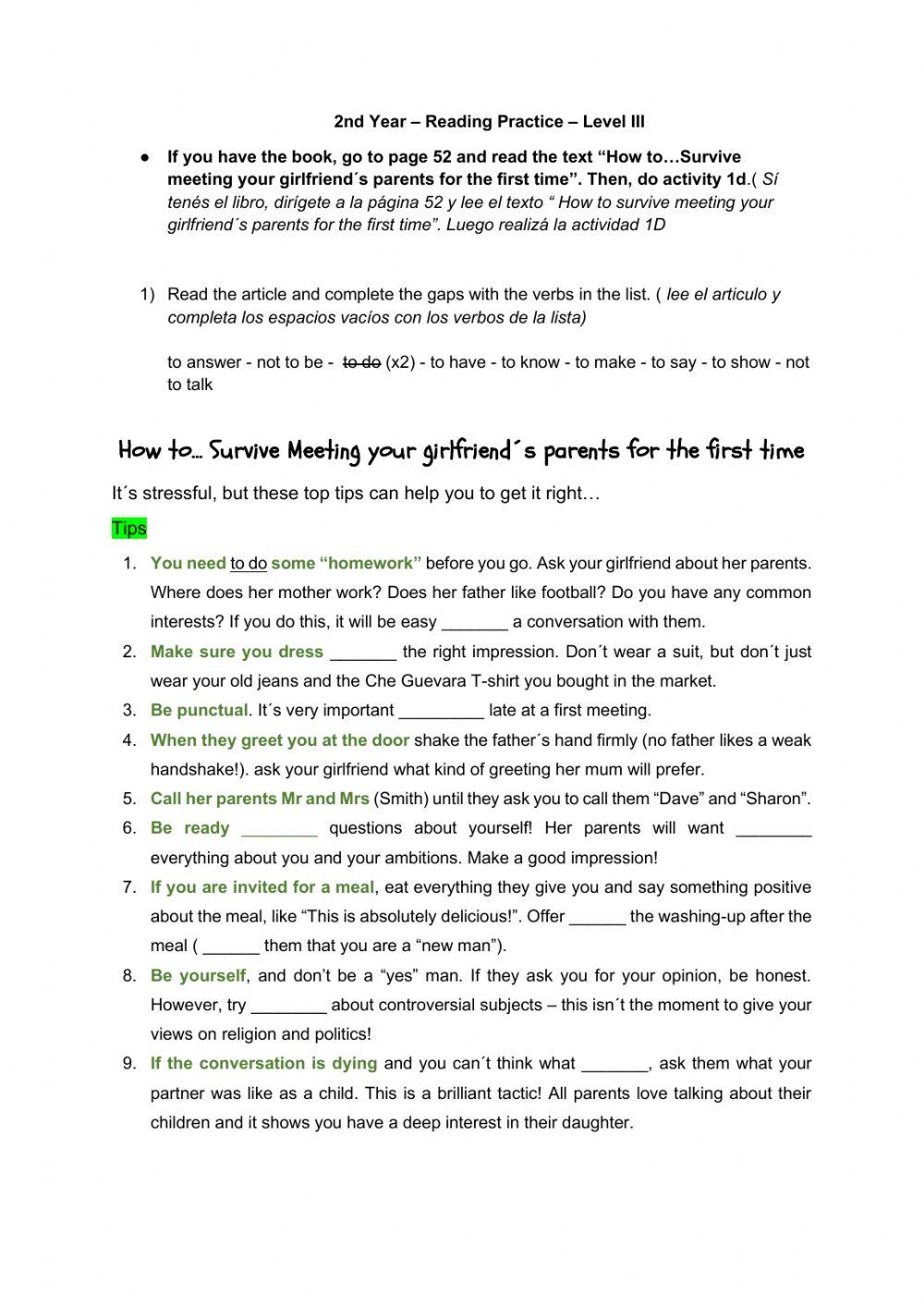 2nd Year – Reading Practice – Level III