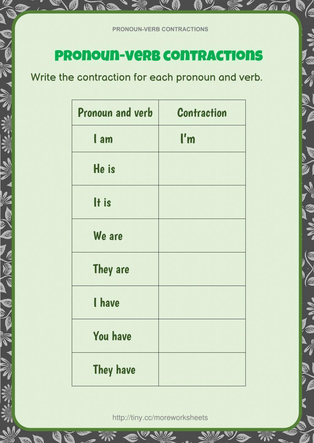 Pronoun-verb Contractions