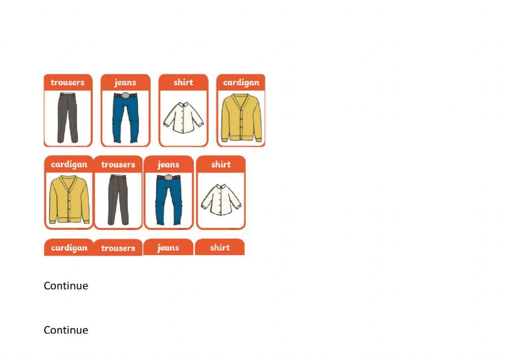 Types of clothes word matching