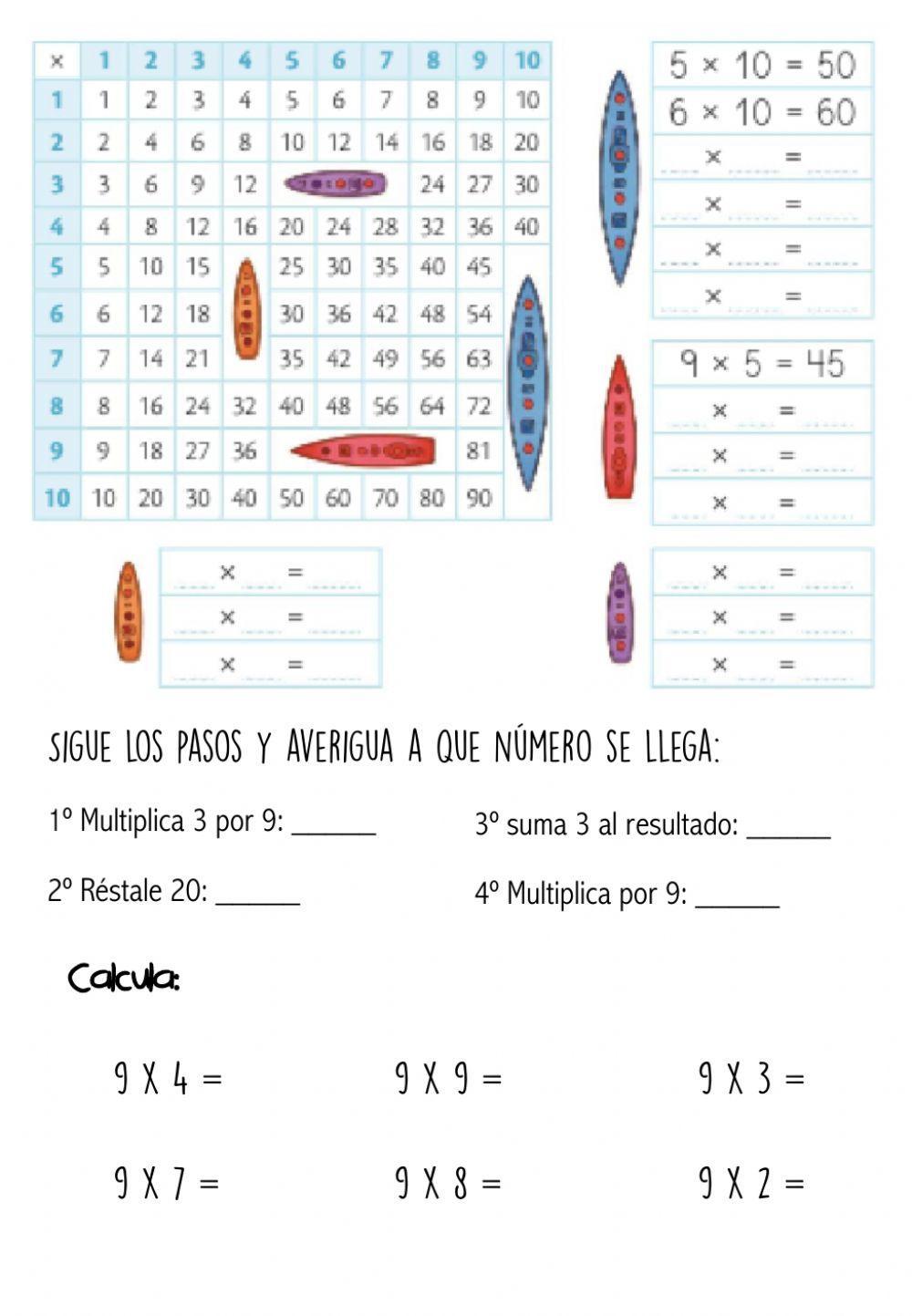 Tabla del 9