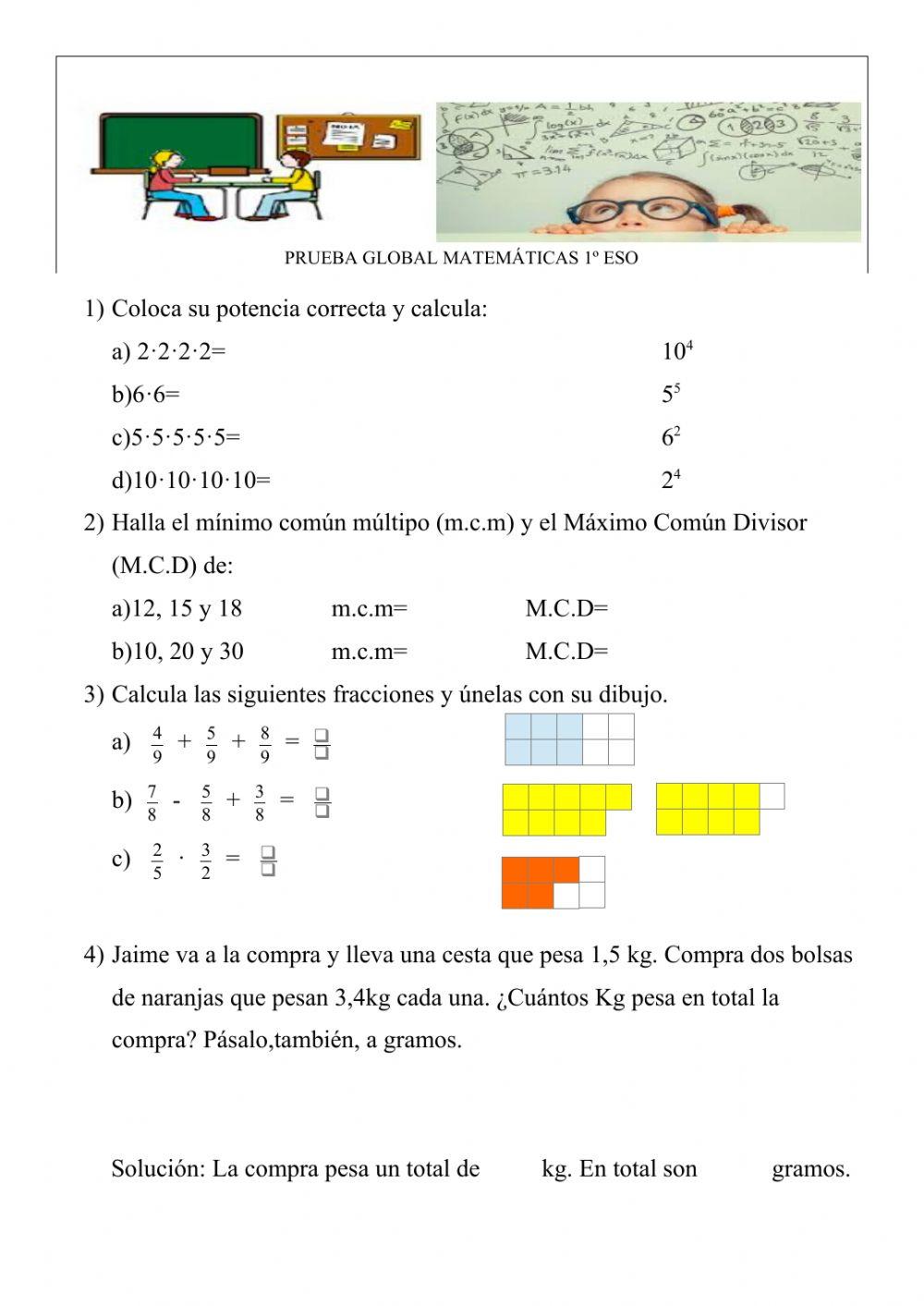 Prueba global matemáticas