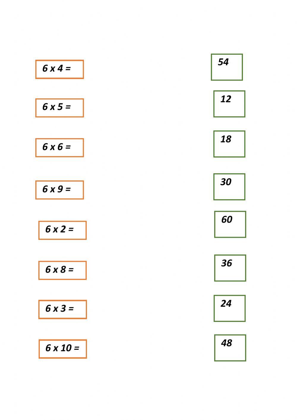 Multiplicaciones tablas 4 y 6
