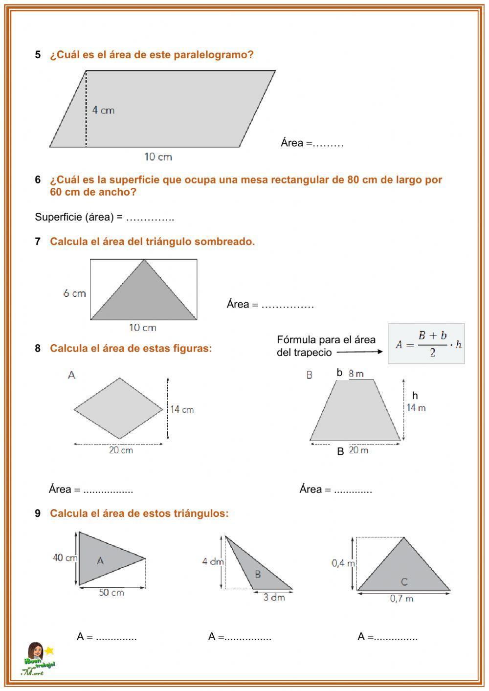 Cálculo de áreas y perímetros