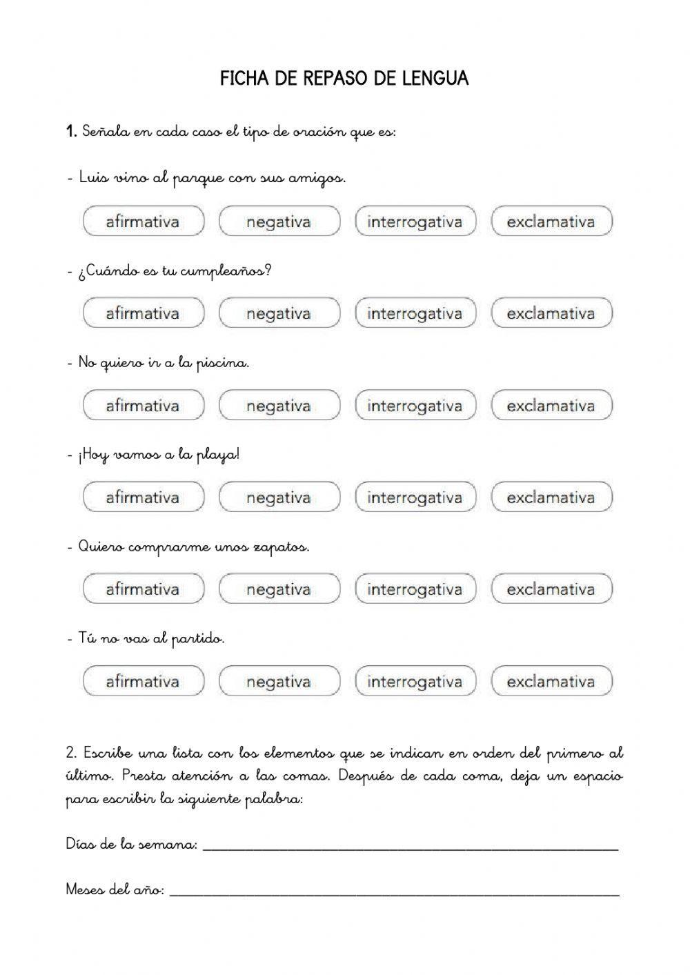 Ficha de repaso lengua tema