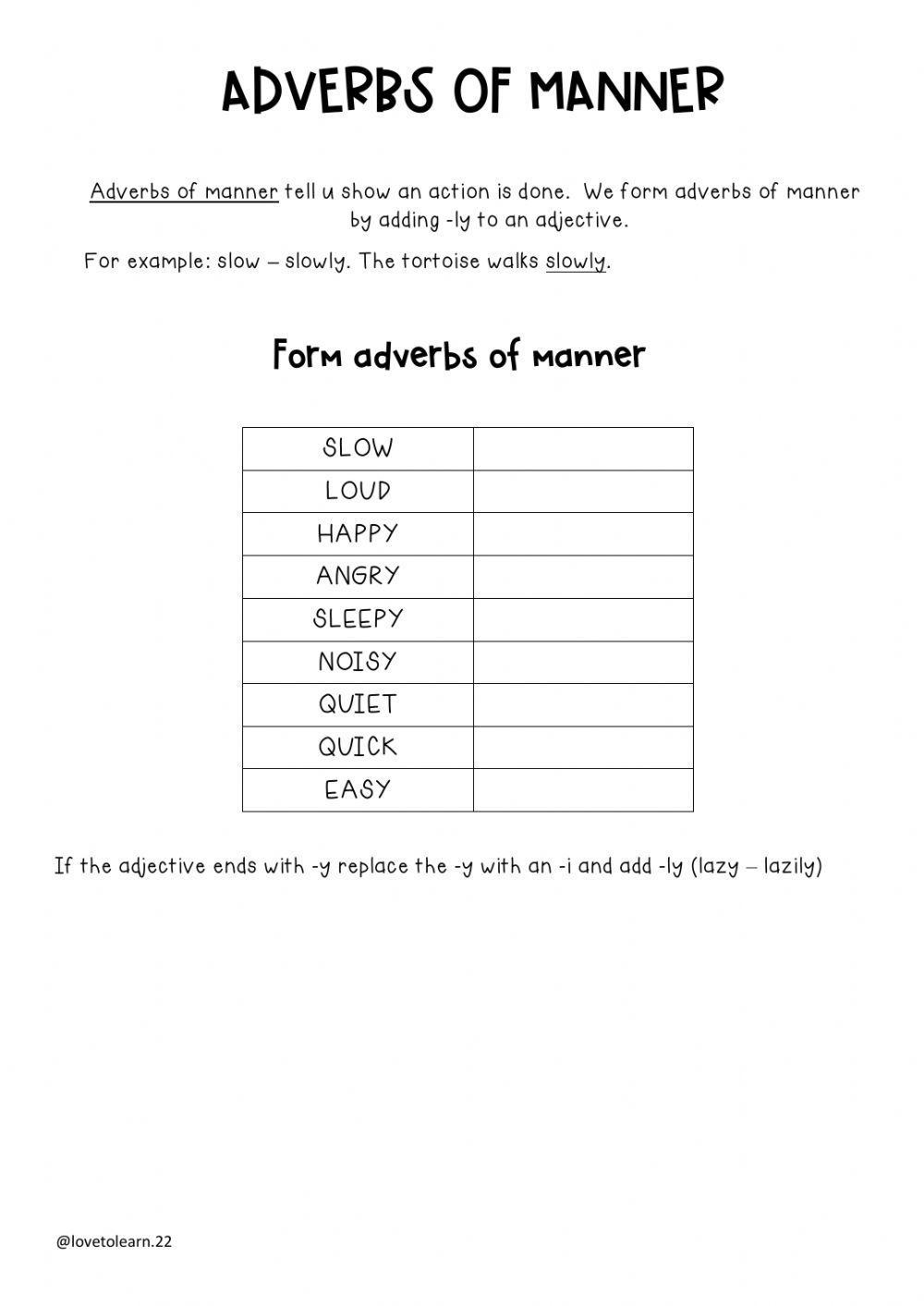 Adverbs of manner