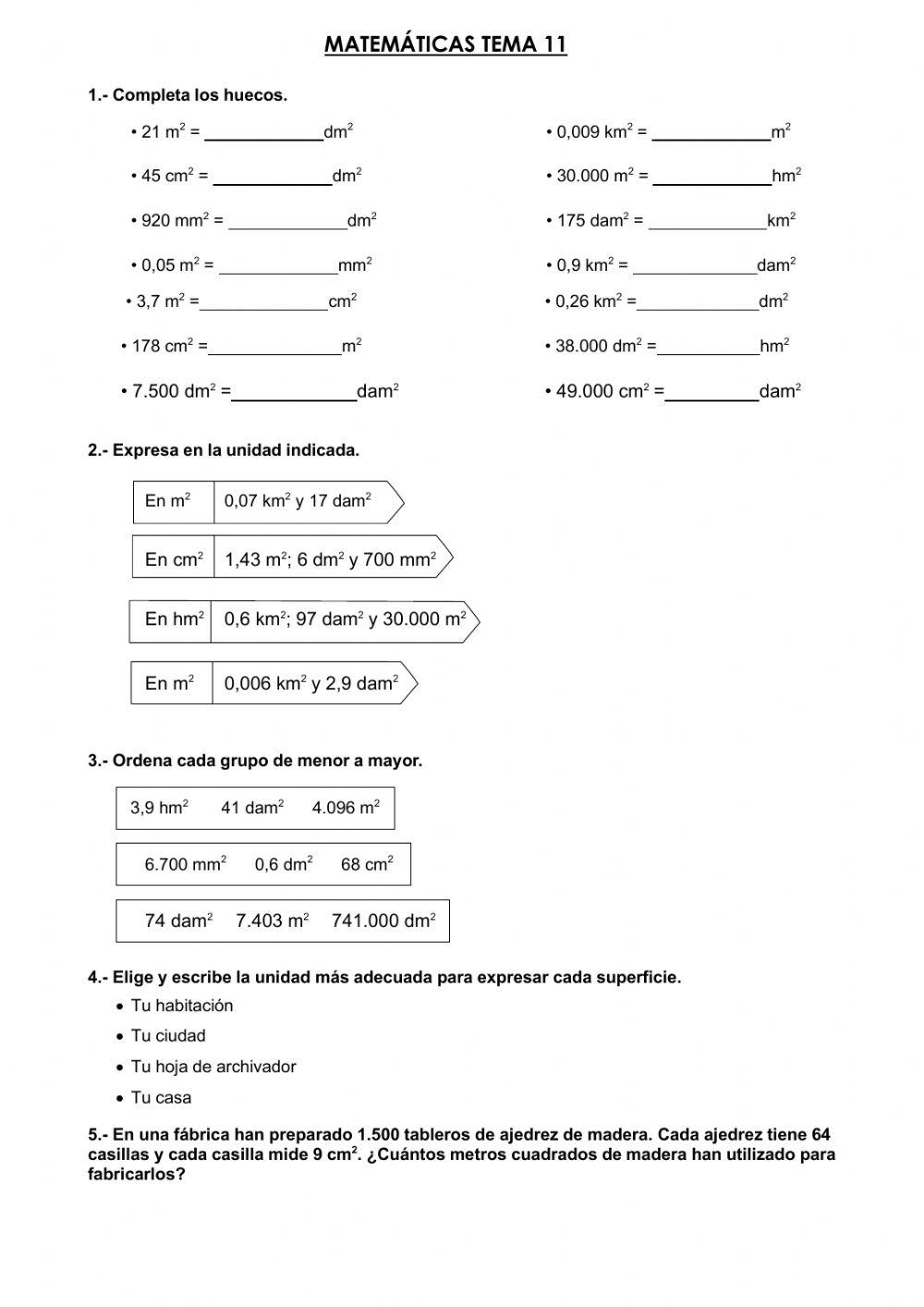 Medidas de superficie