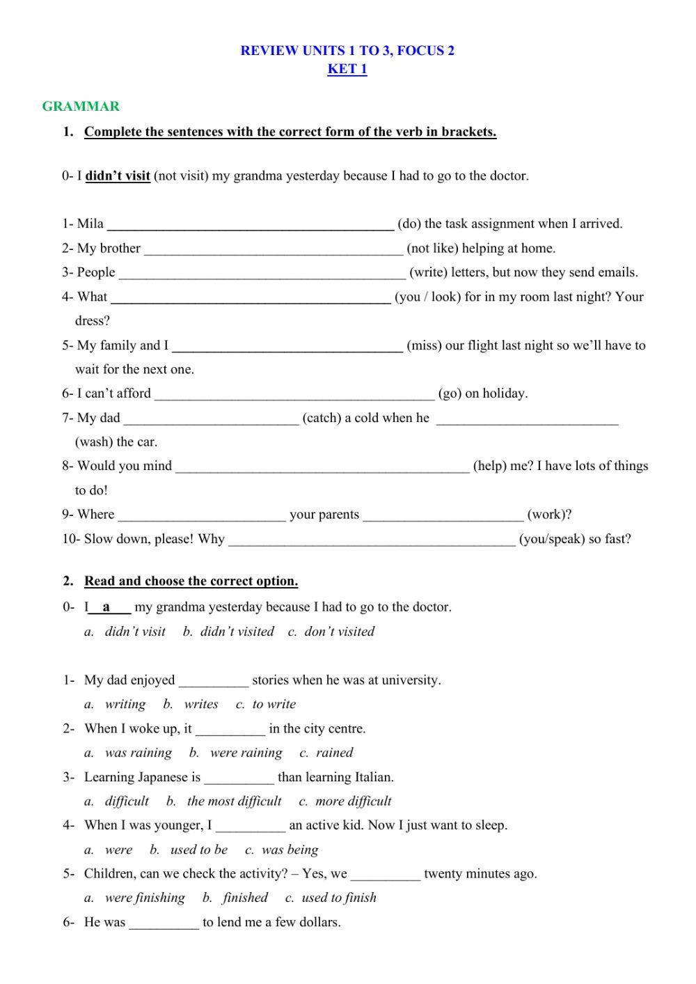 Ket 1 focus 2 practice