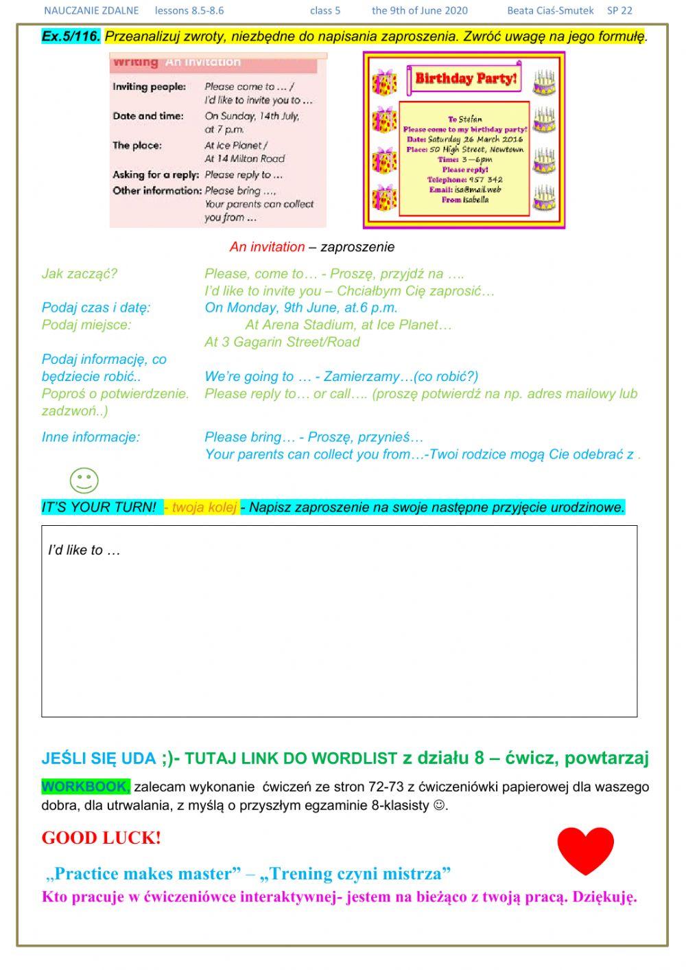 Klasa 5 lesson 8.5-8.6