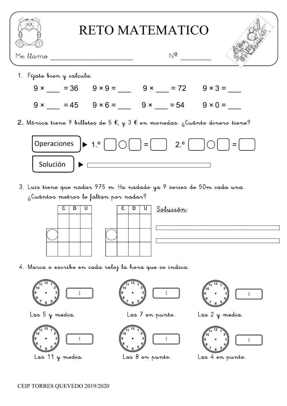Ficha repaso matemáticas