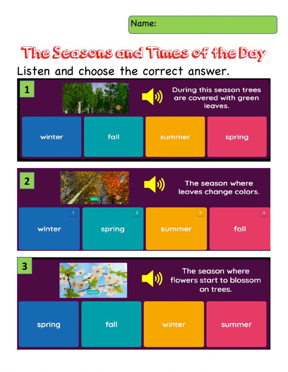 The Seasons and Times of the Day