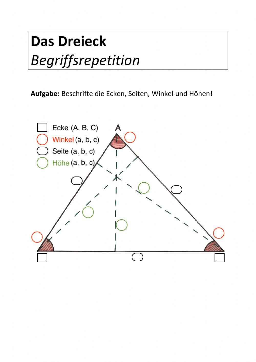 Dreiecke beschriften worksheet